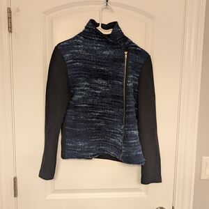 Dolan Blue and Black Cowl Neck Sweater with Modern Texture